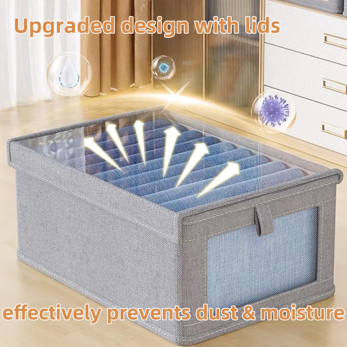 Tosoda Wardrobe Storage Organiser Boxes with Lids for Clothes Trousers