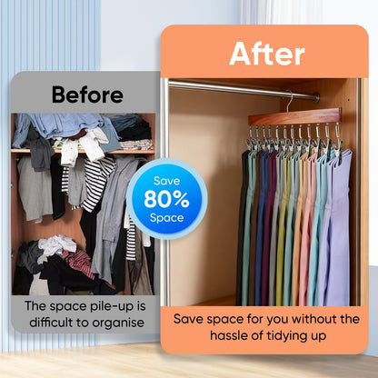 Clip Hangers with 24 Clips, 2 Pcs - 360° Swivel Trouser Hangers for Closet Organizer, Space Saving Skirt Hangers for Yoga Pants, Shorts, Scarves