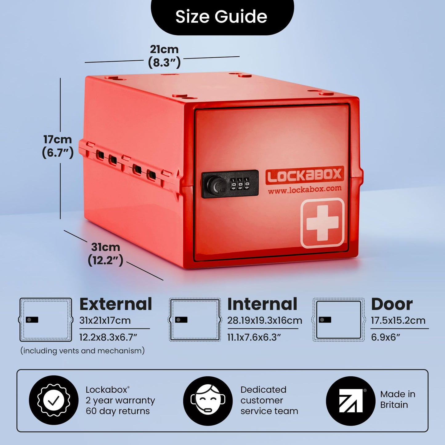 Lockabox One™ | Premium Lockable Medicine Box (10L) | Lightweight & Hygienic Medicine Lock Box | Made In Britain | External Size 31 x 21 x 17 cm