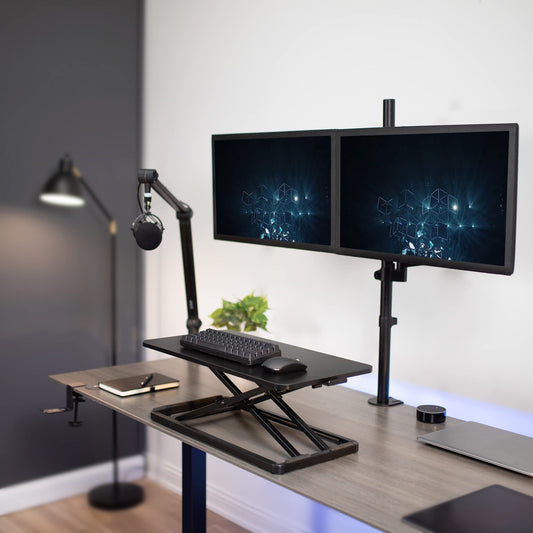 VIVO Single Top 24 inch Scissors Lift Keyboard and Mouse Riser, Height Adjustable Laptop Desk, For Ergonomic Sit Stand Workstations, Black, DESK-V024A
