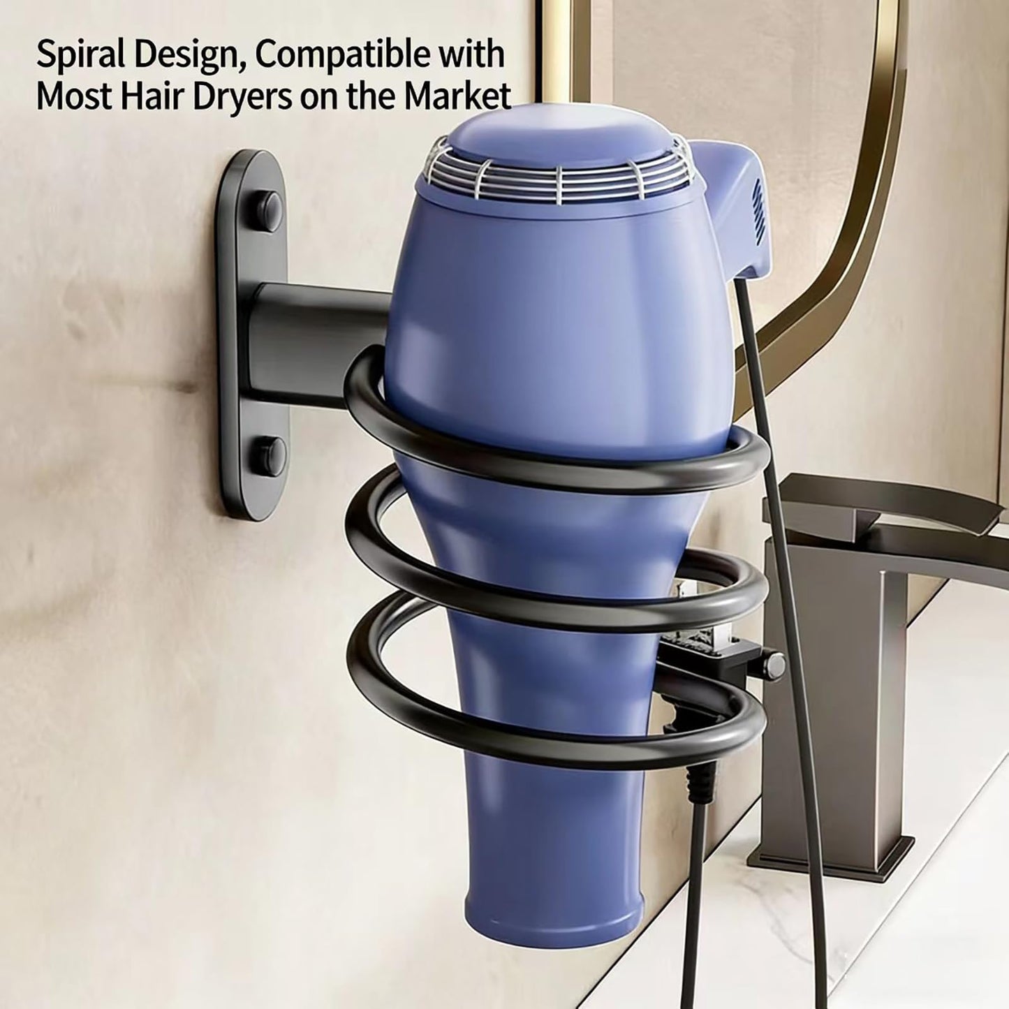 Wall Mounted Hair Dryer Holder with Screws,Heavy-Duty Blow Dryer Stand for Bathroom,Secure Storage for Hair Styling Tool,Easy Installation with