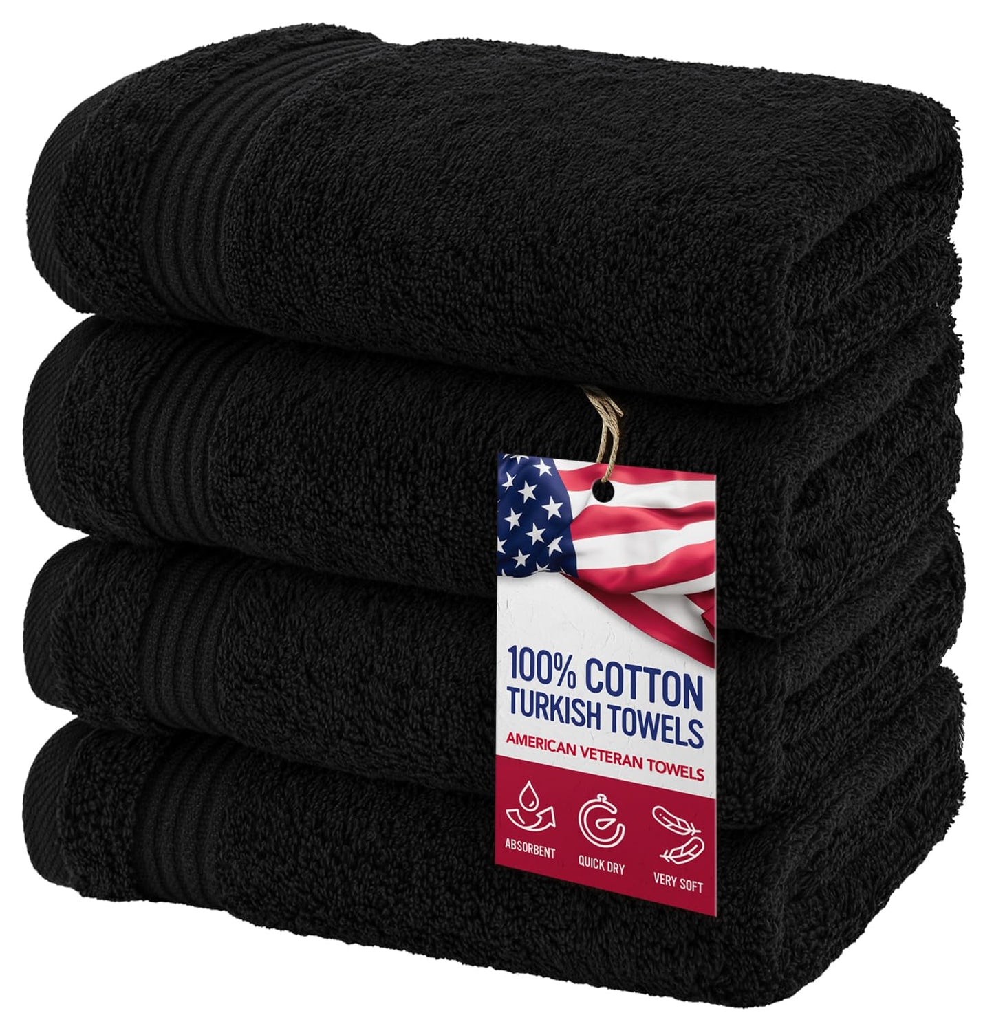 American Veteran Towel, Hand Towels for Bathroom Set of 4, 100% Cotton Turkish Hand Towel Sets Clearance Prime, Soft Drying Hand Face Towels