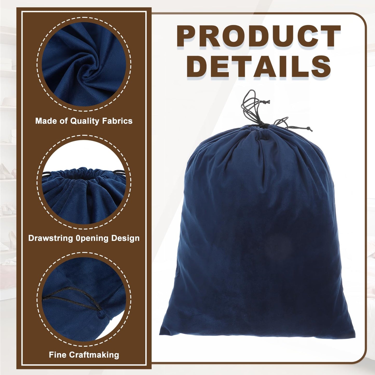 sourcing map 2 Pack Dust Bags for Handbags, 19.3x23.7" Cotton Drawstring Storage Pouch Bag Dust Cover Storage Bags for Purses Shoes Boots Daily