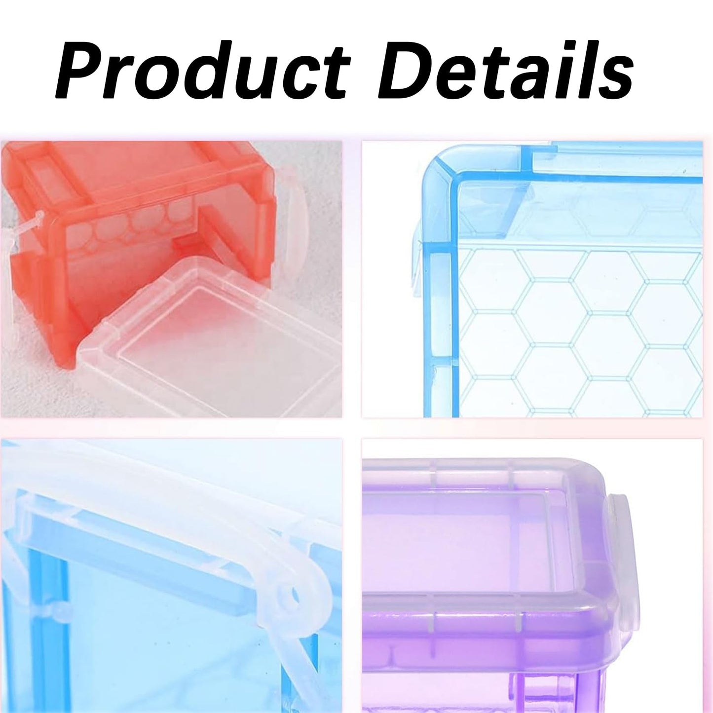LZZEM 6PCS Small Plastic Storage Set Colorful Stackable Storage Boxes With Lids and Snap On Buttons Ideal for Beads Office Supplies Cosmetics Craft