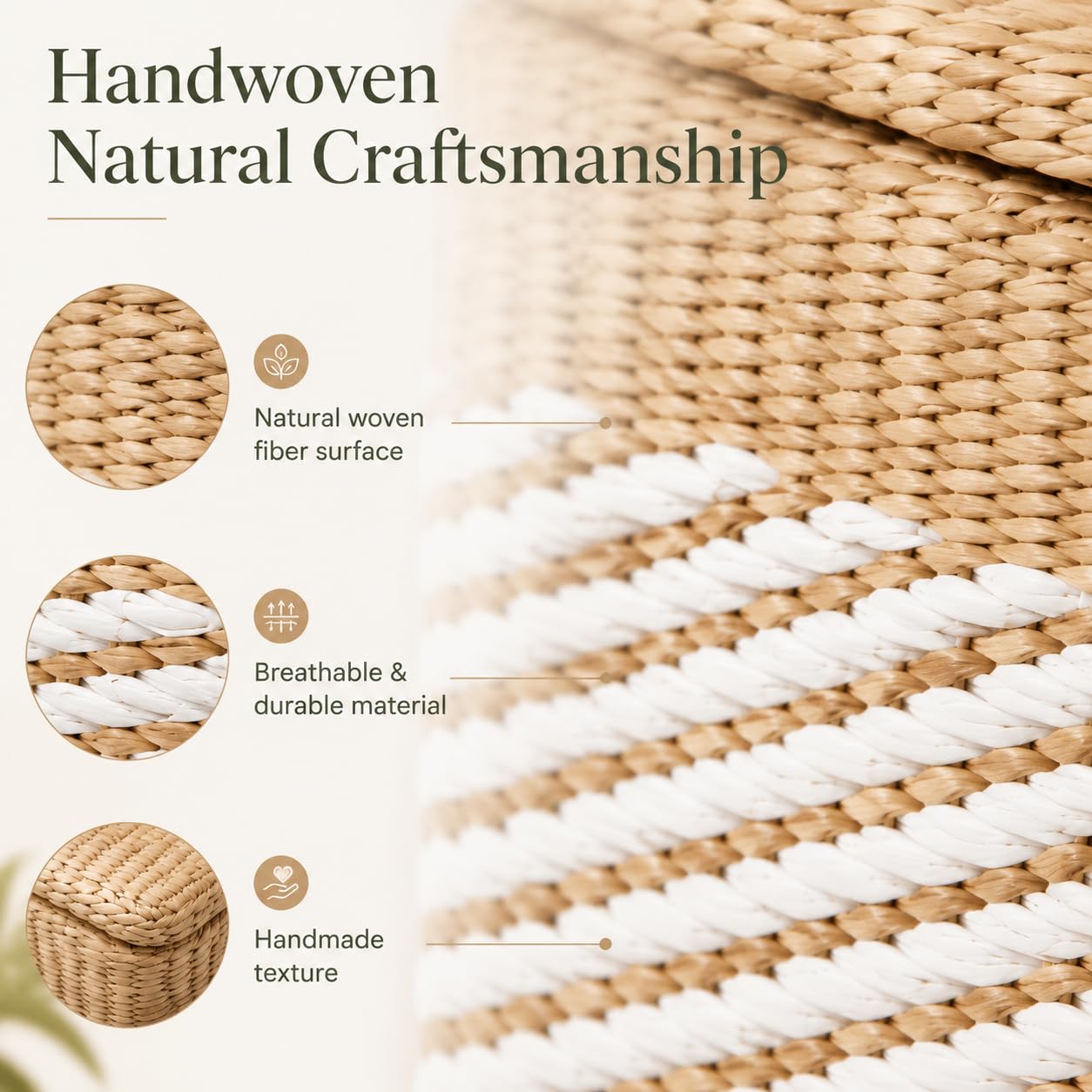 Aringceton Handwoven Storage Ottoman with Lid, Natural Straw Foot Stool