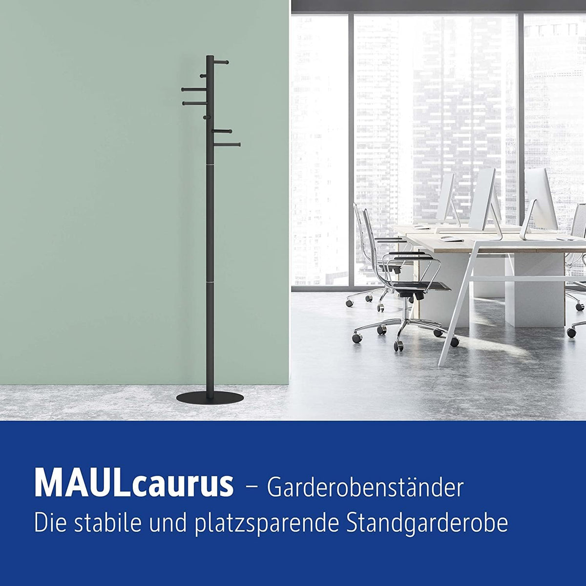 Maul Mauulcaurus Coat Stand | Sturdy, Space-Saving Standing Coat Rack | Stable Clothes Stand Ideal for Entrance Areas, Office Spaces or Home | Black