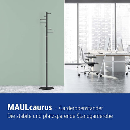 Maul Mauulcaurus Coat Stand | Sturdy, Space-Saving Standing Coat Rack | Stable Clothes Stand Ideal for Entrance Areas, Office Spaces or Home | Black
