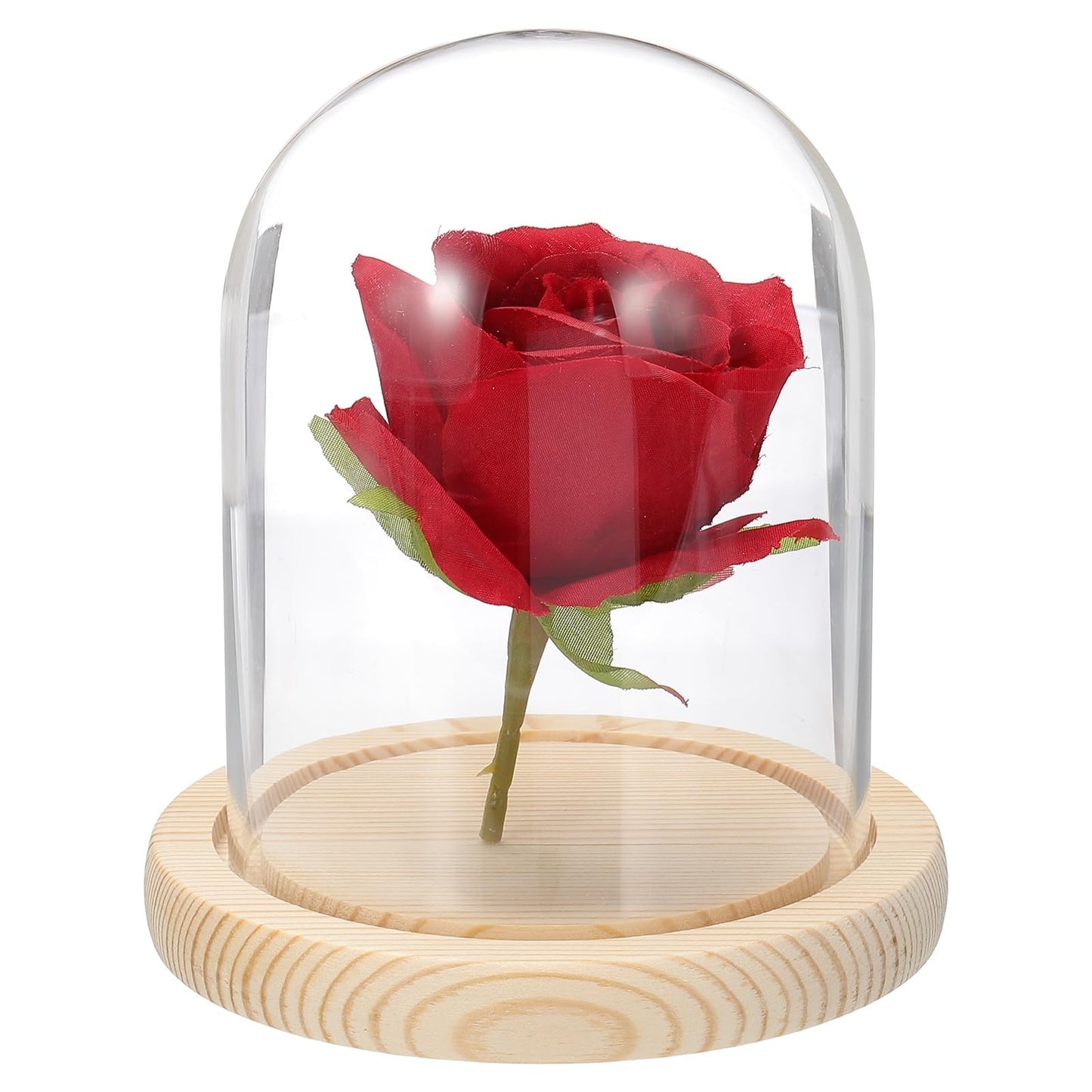 sourcing map Glass Cloche Display Dome, 4.7" x 3.5" Glass Dome Display Case Wood Base Tabletop Jar Case Decorative Bell Jar for Plant Home Decor