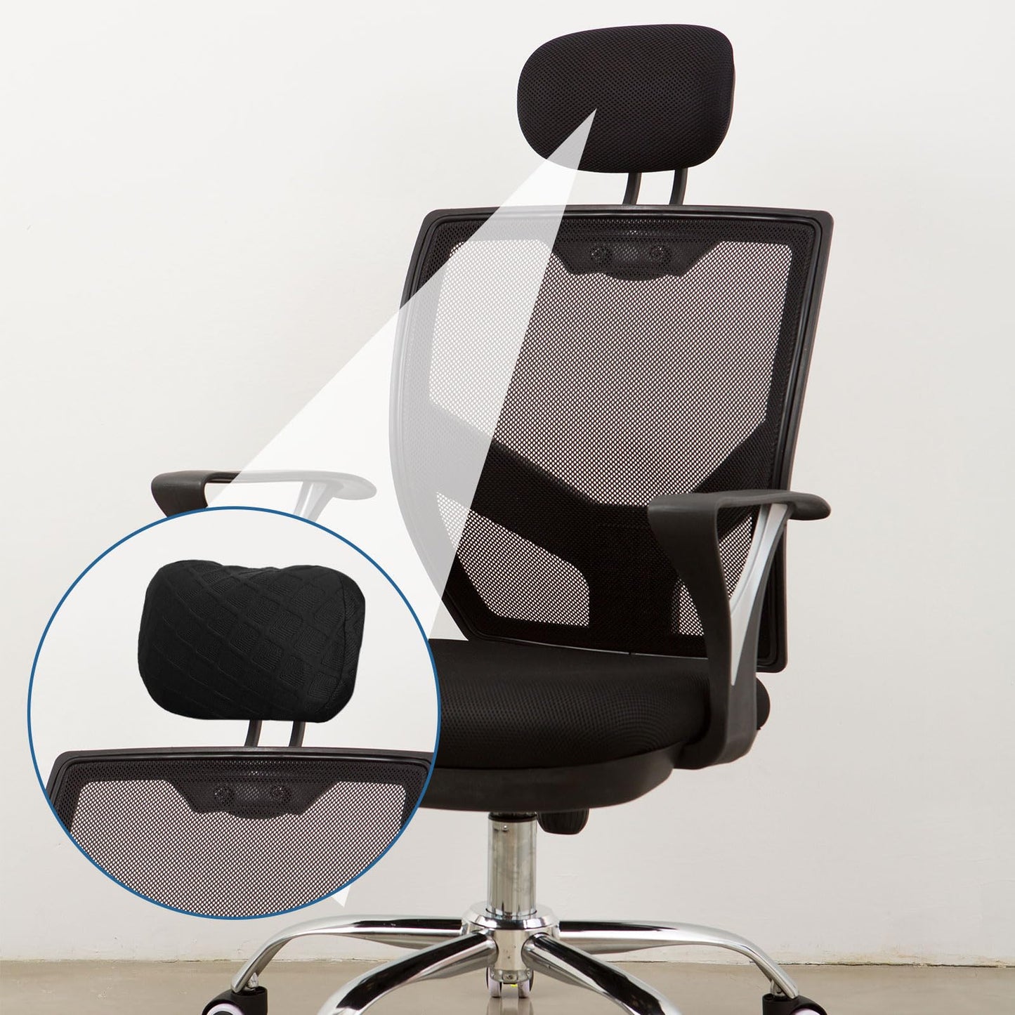 sourcing map Office Chair Pillow Cover, Office Chair Headrest Attachment Mesh Removable Headrest Protector for Home Desk Computer Chairs, Black