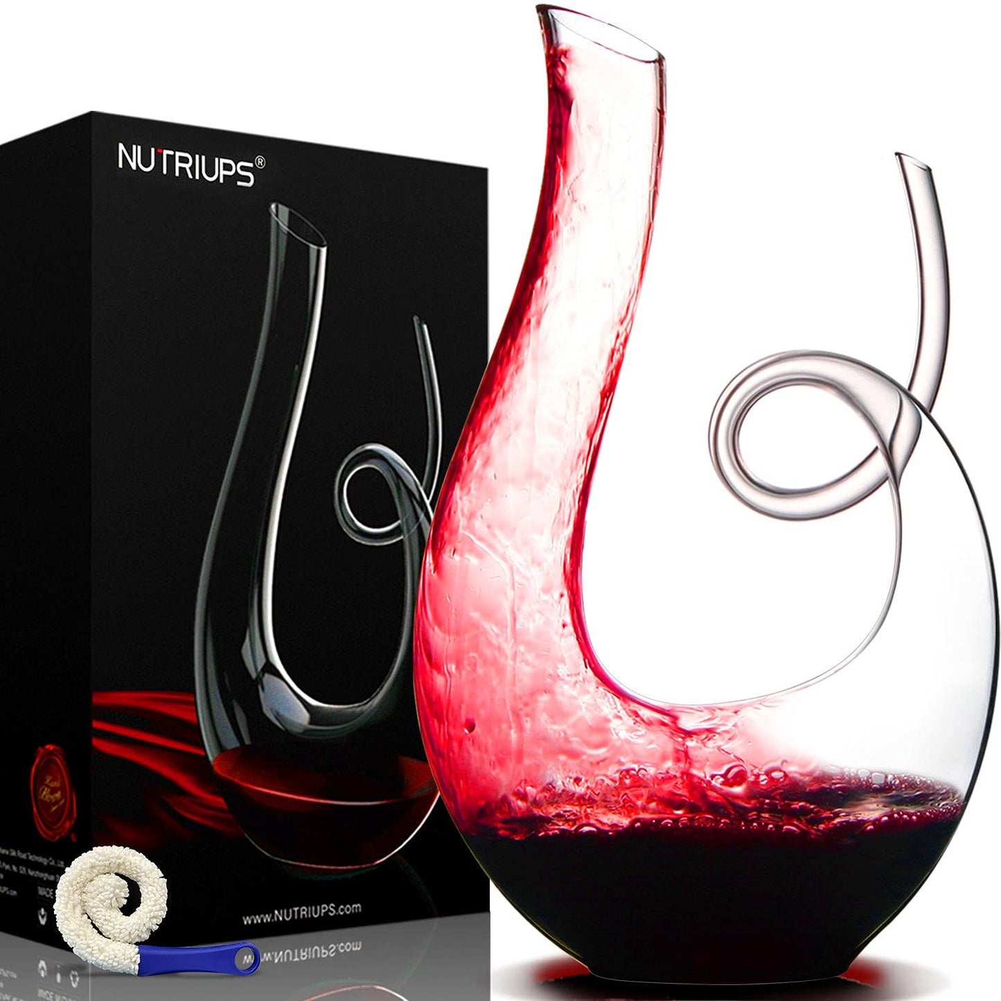 Swan Wine Decanter, Red Wine Decanter for 750ml, 1.2L Designed Horn Wine Decanter Set, Handblown, Lead-Free