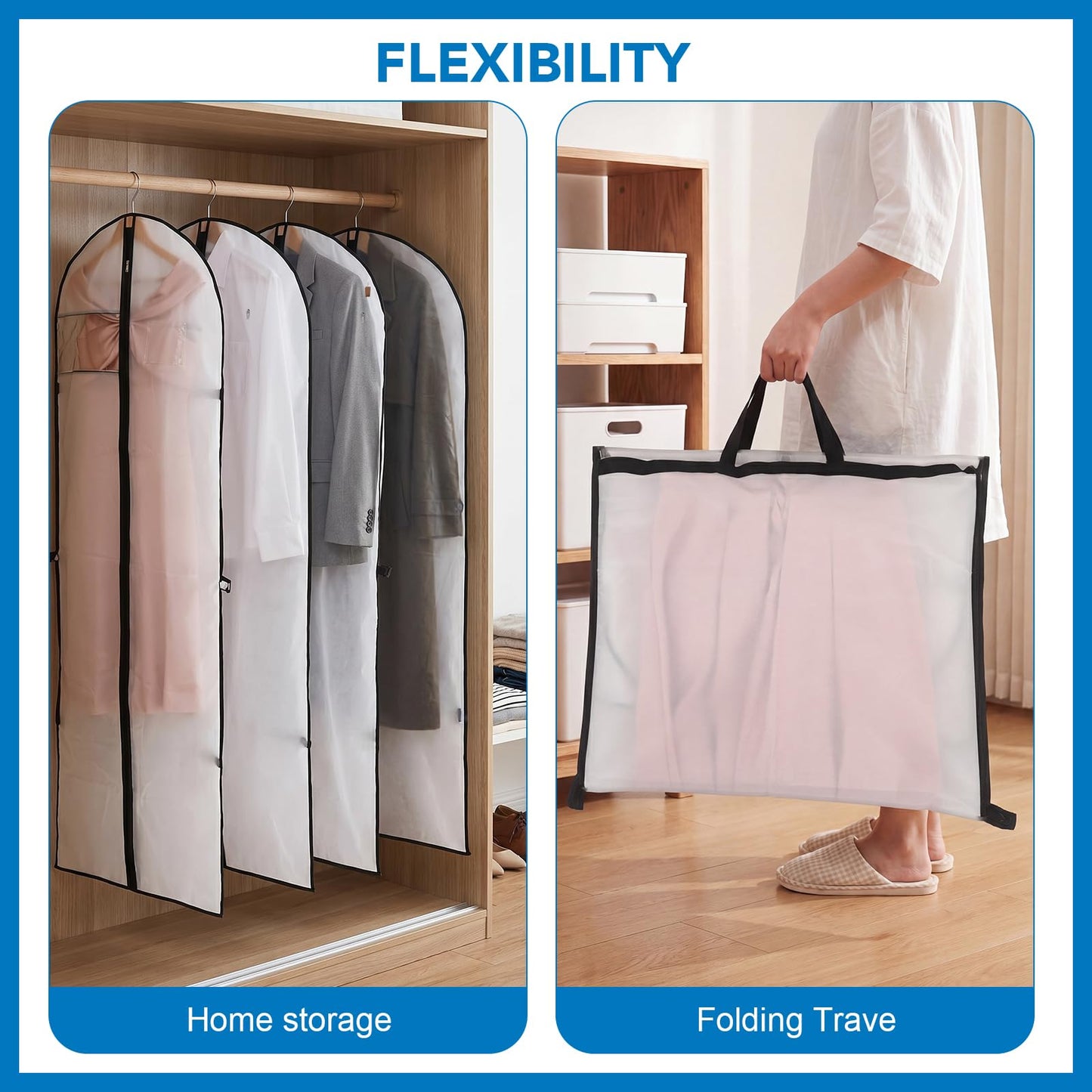 Dntorx 4PCS Long Dress Bags Covers PEVA Wedding Dress Bags 71in, White