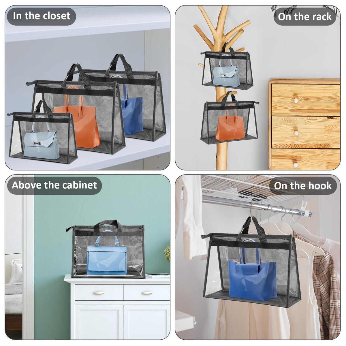 Incisite 12 Pcs Dust Bags for Handbags, Purse Protector Storage Bag, Gray