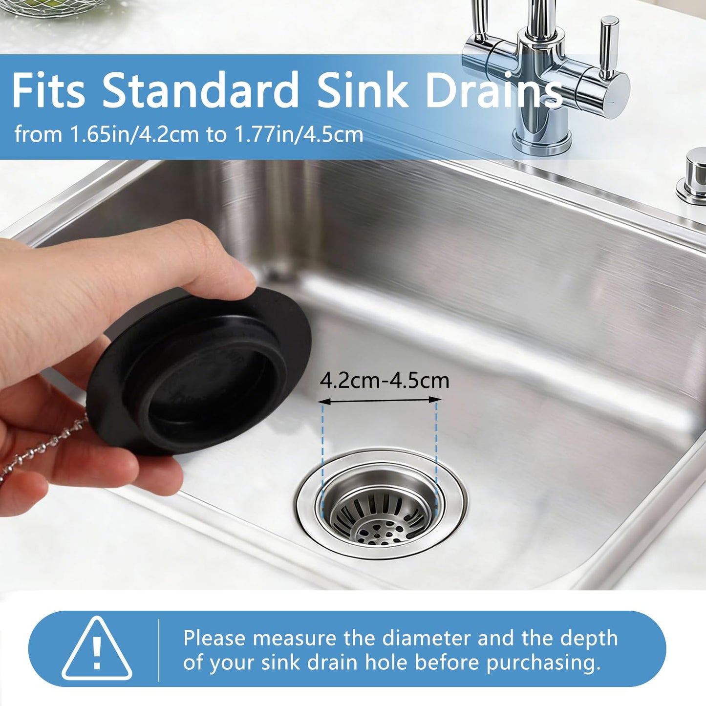 YINKIGI 4Pcs Universal Bath Plug Replacement and Upgraded Chain for UK Sink
