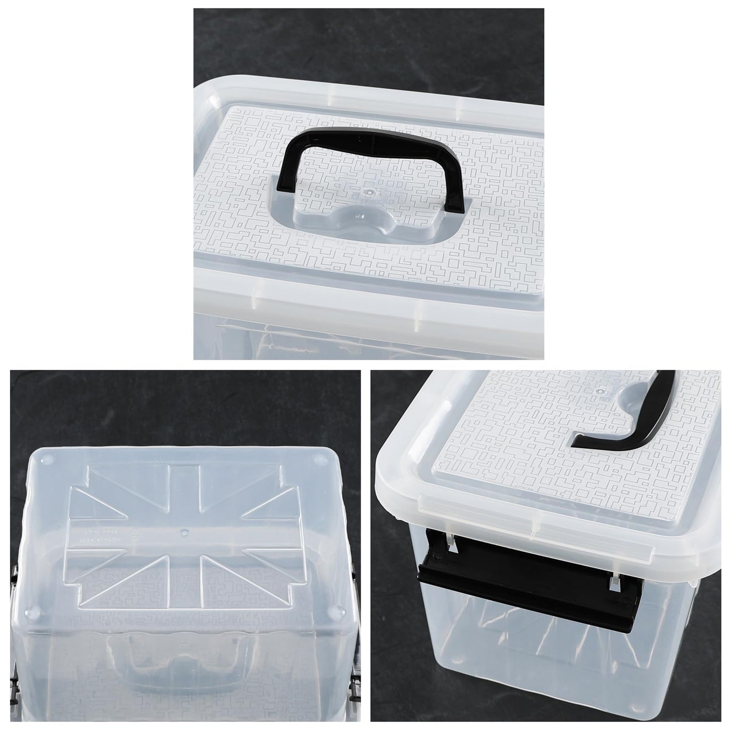 Melontray 5 L 4 Packs Clear Plastic Storage Box with Lid, Small Stackable Storage Containers