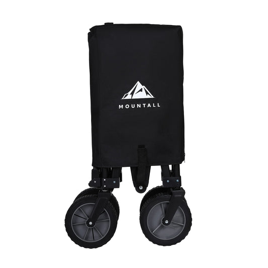 Collapsible Portable Wagon Trolley Folding Wheeled Festival Cart For Camping Beach Outdoor Leisure (Black)