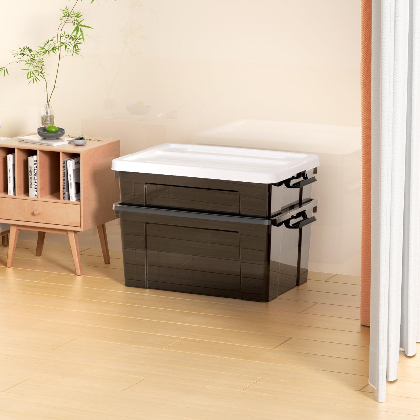 Cetomo 65L* 6Storage Boxes, Plastic Storage Box with Lids, Organizing Container with Secure Latching Buckles, Stackable, Nestable