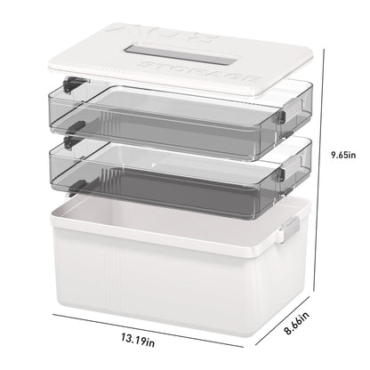 Citylife 3-Layer Medicine Storage Box, Medication Storage Box with Handle, Household Medical Organiser Portable Emergency First Aid Container for