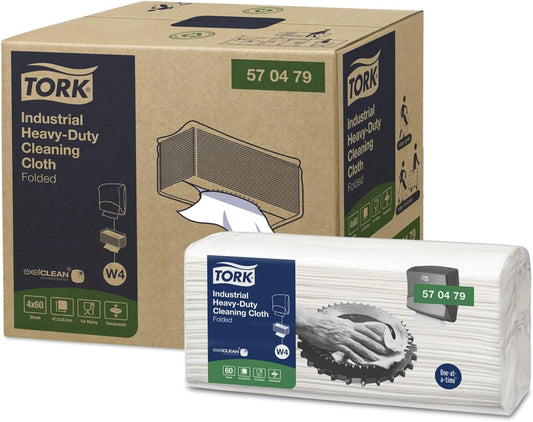 Tork Heavy-Duty Industrial Cleaning Cloth White W4, Multipurpose, 60 Cloths, 570479