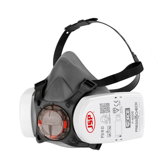 JSP Force?8 Half-Mask with PressToCheck? Replaceable P3 Filters, Suitable for Dust, DIY, Painting, Sanding, Plastering, Water based spray paint,
