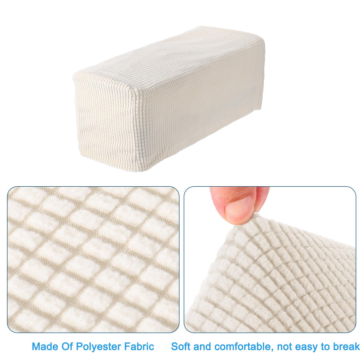 sourcing map 2pcs Stretch Armrest Covers for Chairs/Sofas, Couch Arm Covers with Twist Pin, Furniture Protector Slipcovers White