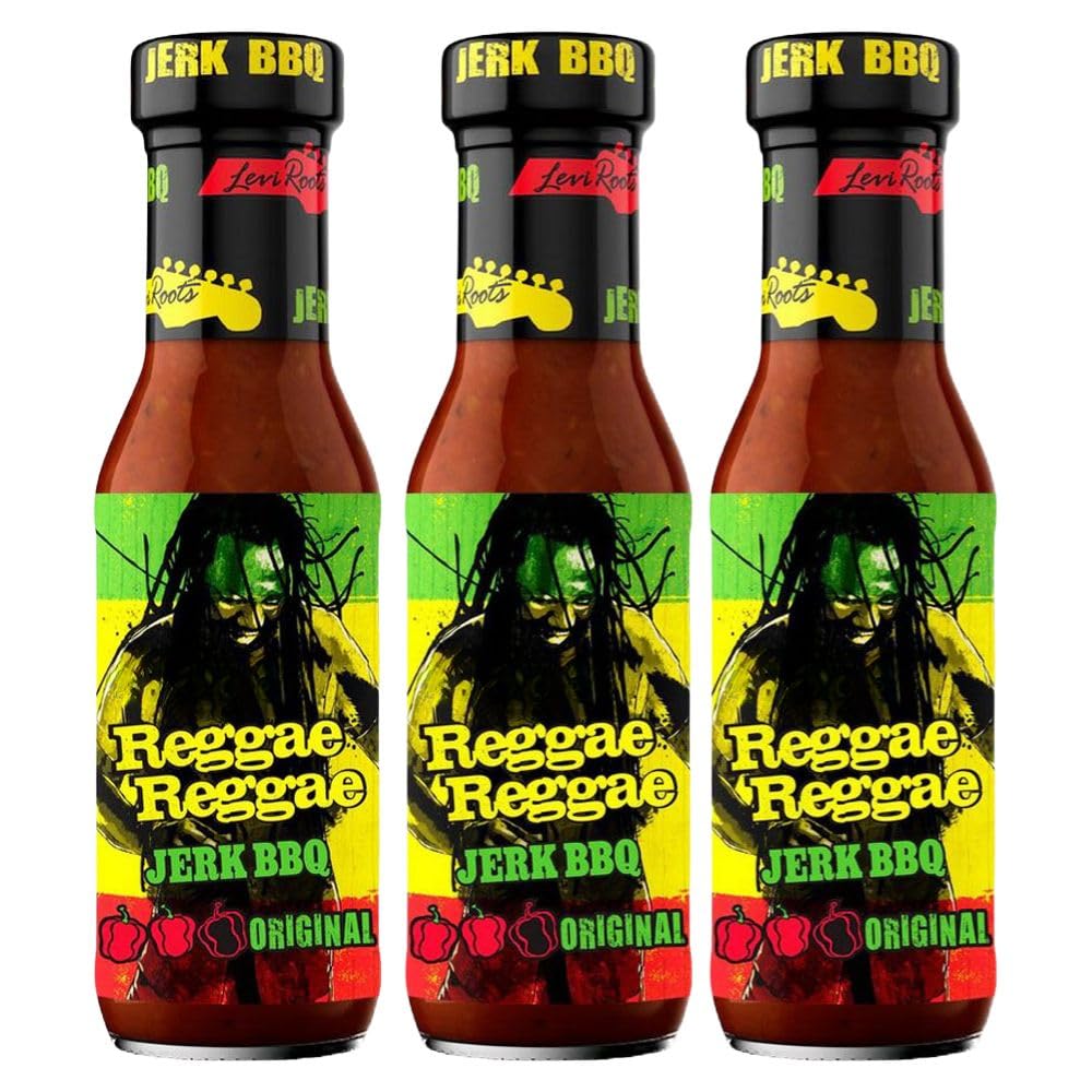 Reggae Jerk BBQ Marinade Sauce Original 290g Pack of 3 Compatible with Levi Roots Cut Crisps Spicy Scotch Bonnet Medium Hot Chilli Jamaican Seasoning