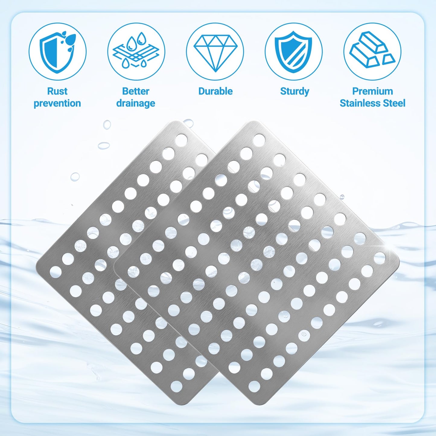 2 Pcs Stainless Steel Swirl Drain Covers, Square Drain Guard Swirl Cover,6" X 6" (15x15cm) Steel Rustproof Square Drain Covers,Metal Drain Protectors