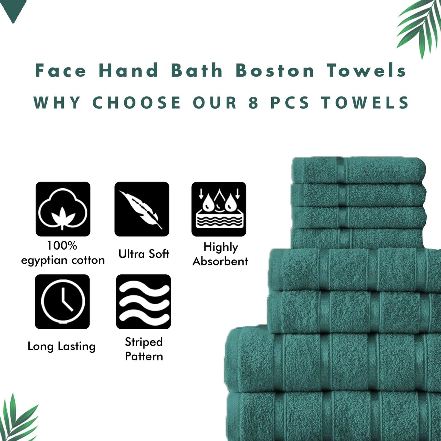 FAIRWAYUK 8-Piece Towels Bale Set for Bathroom, Ultra Soft Premium Quality Water Absorbent Towel Gift Sets, 100% Egyptian Cotton