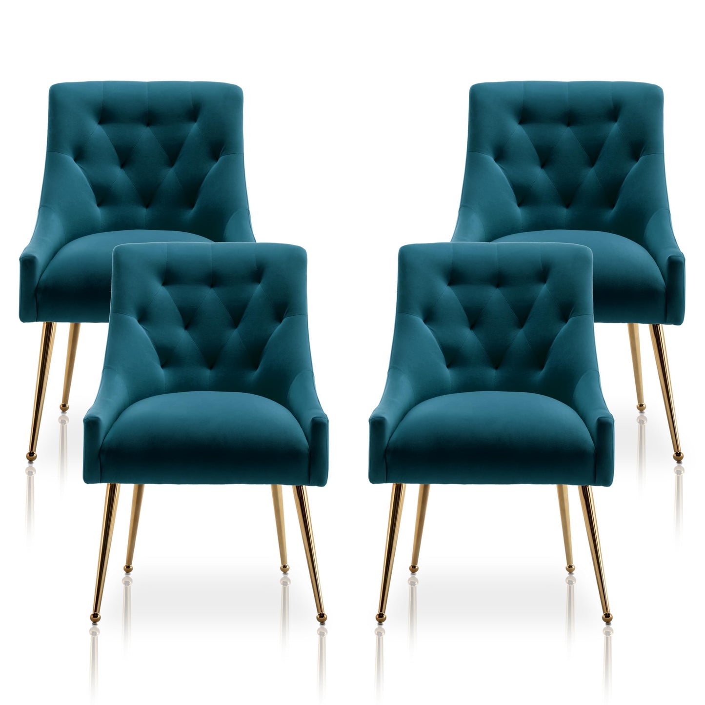 SEYNAR Dining Chair Set of 2,Modern Velvet Dining Chairs with Gold Legs,Elegant Tufted Accent Chairs for Reception, Living Room or Study Room