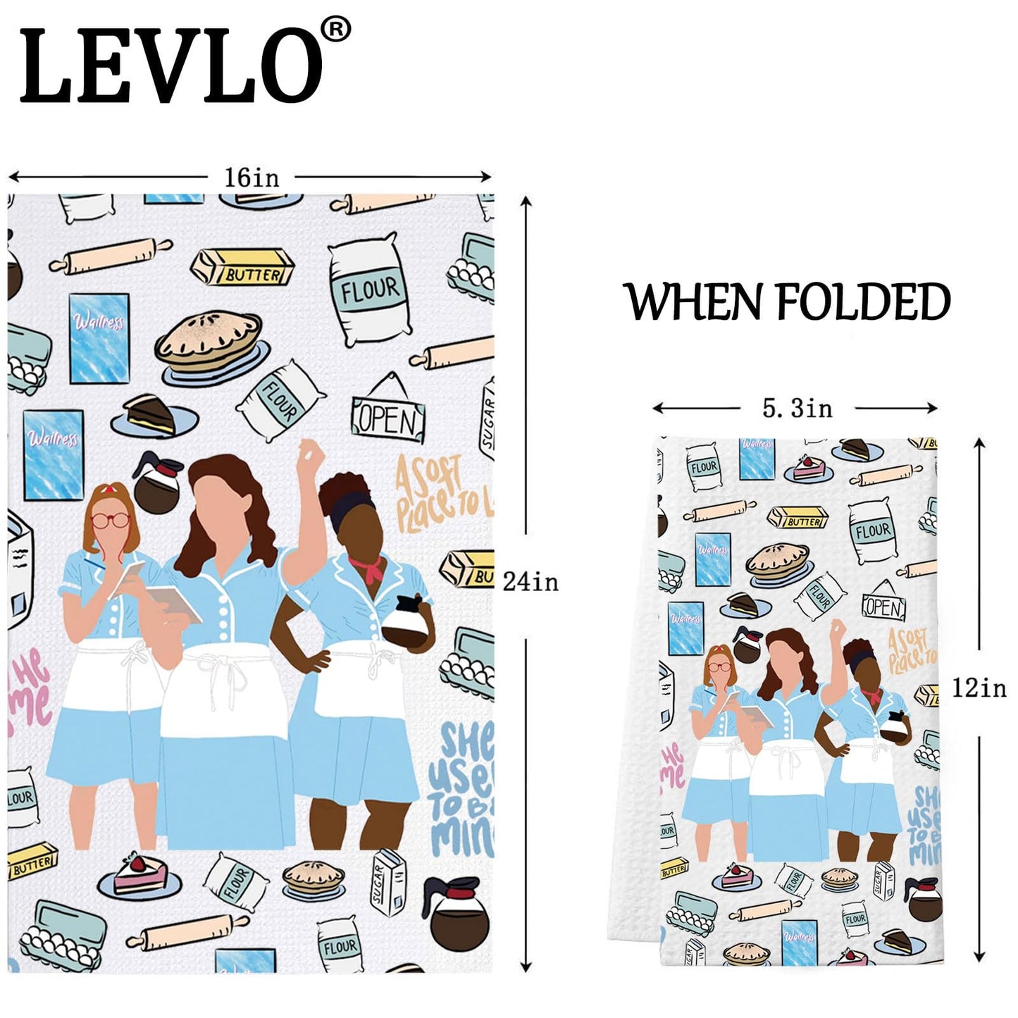 LEVLO Waitress Musical Kitchen Towel Jenna ＆ Becky ＆Dawn Fans Gift She Used to Be Mine Tea Towel Broadway Waitress Housewarming Gift (Flour Towel)