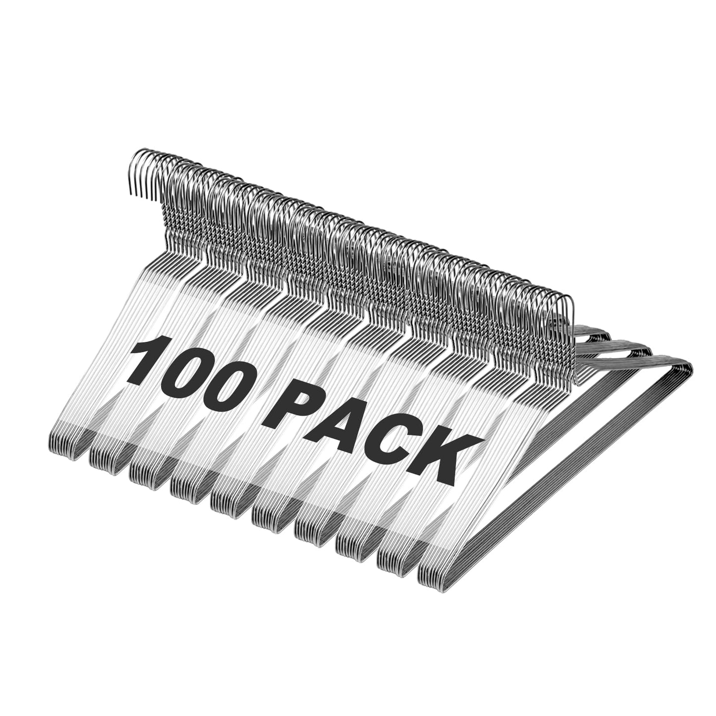 Jiang&Rong 100 Pack Metal Wire Hangers,Metal Coat Hangers (Silver)