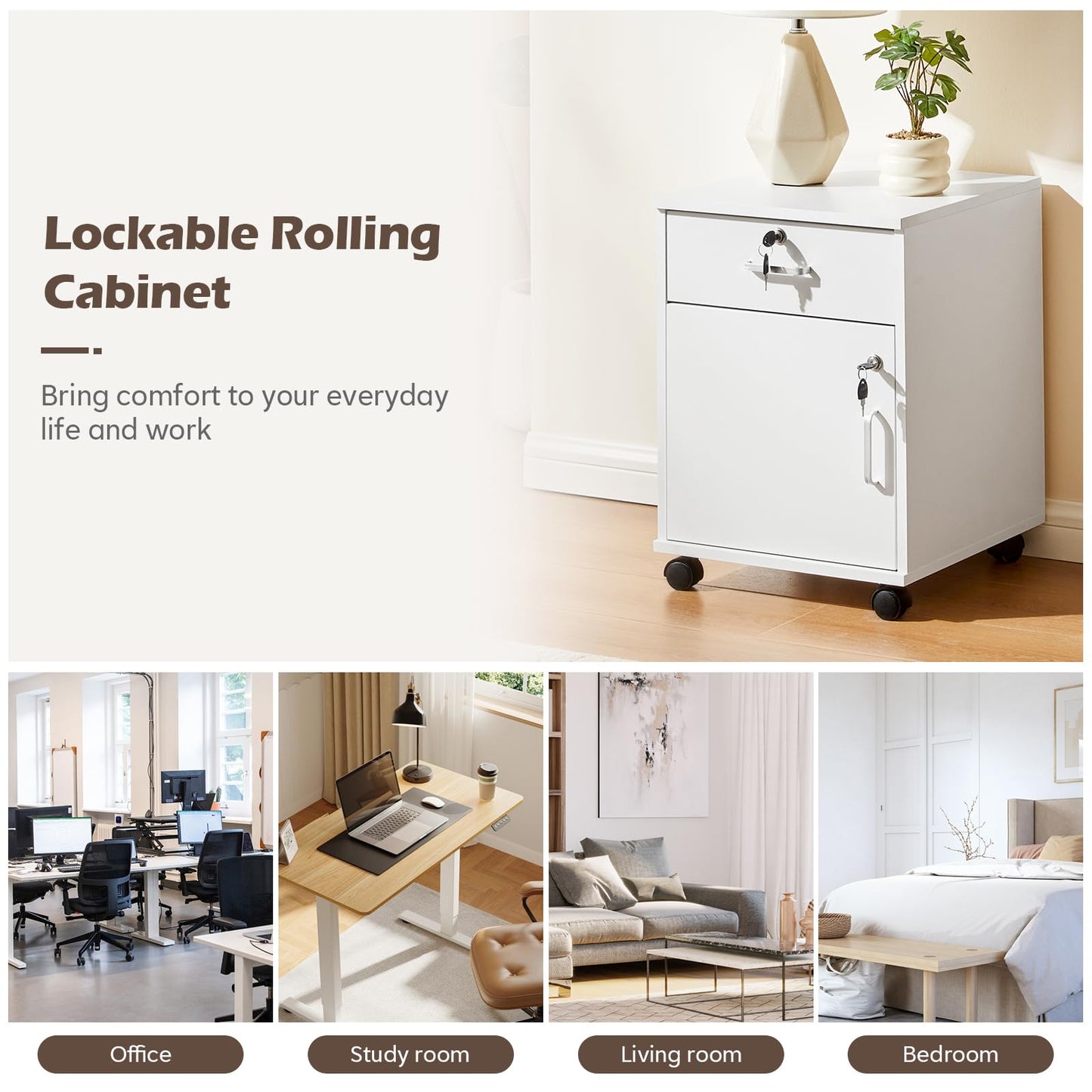 TUKAILAi Mobile Filing Cabinet, Lockable Drawer and Cabinet for Home Office