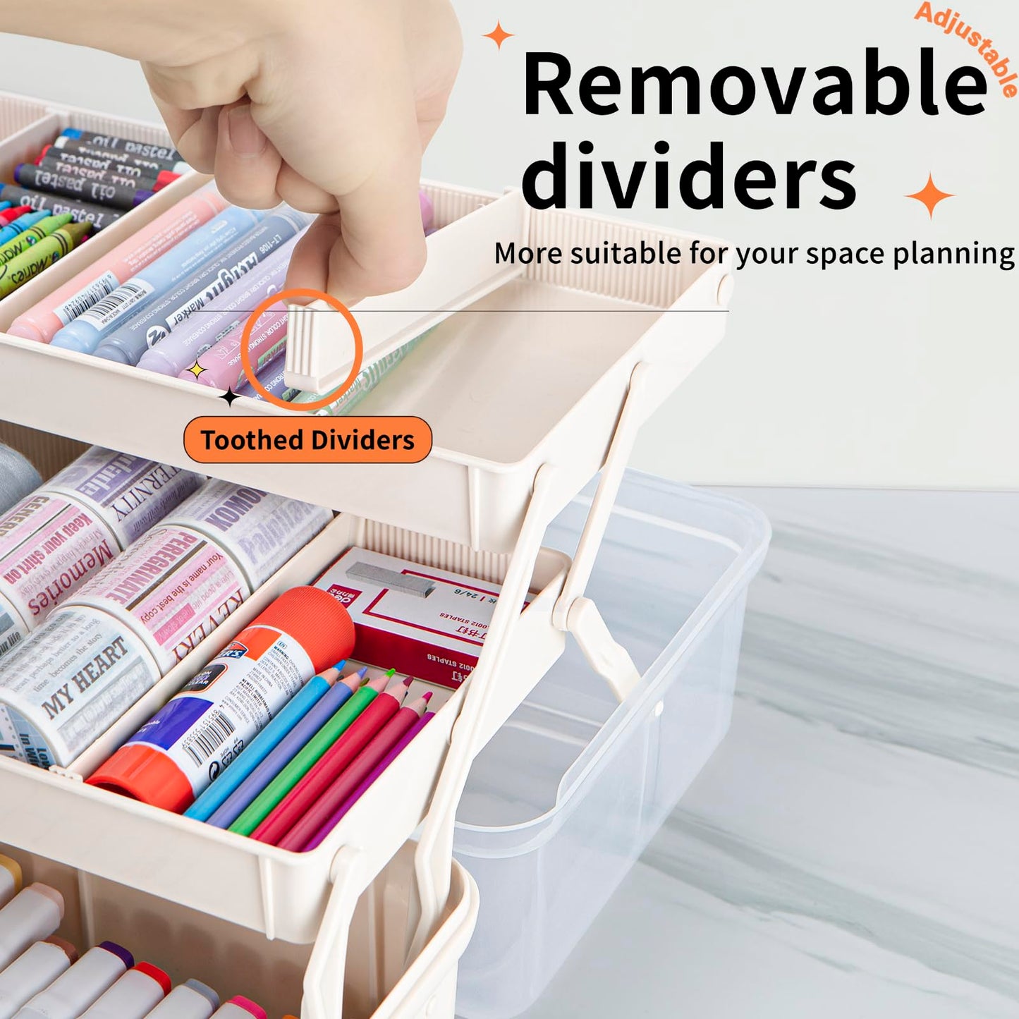 Creahaus 12.5in 3 Layer Multipurpose Storage Box/Craft Storage Boxes With Compartments/Plastic Tool Box/Medicine Storage Box/Hair Accessories