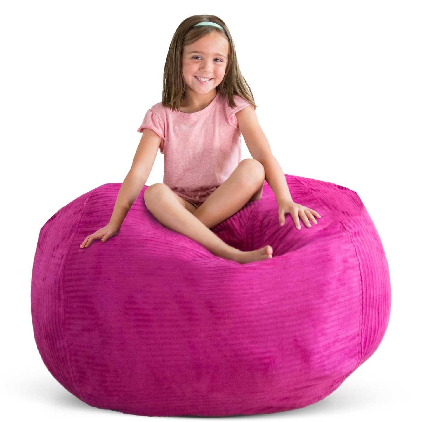 Creative QT Stuff ’n Sit Large 33’’ Bean Bag Storage Cover for Stuffed Animals & Toys, Giant Beanbag Chair for Plush