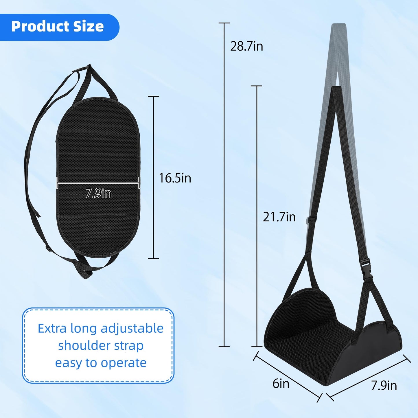 Qirc Portable Foot Hammock for Airplane, Adjustable Airplane Foot Rest for Long Flight, Footrest Hammock for Flight Train Office Under Desk Travel