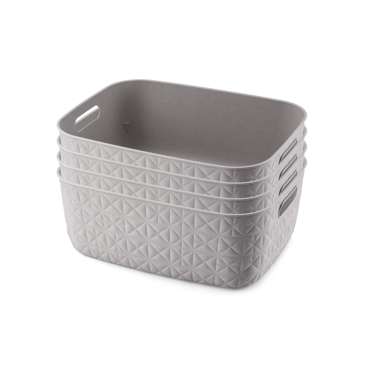 CURVER Softex 4x 12.5L Storage Baskets, 100 percent Recycled Material, Lightweight, For Bathroom, Living Room, Kitchen, Taupe