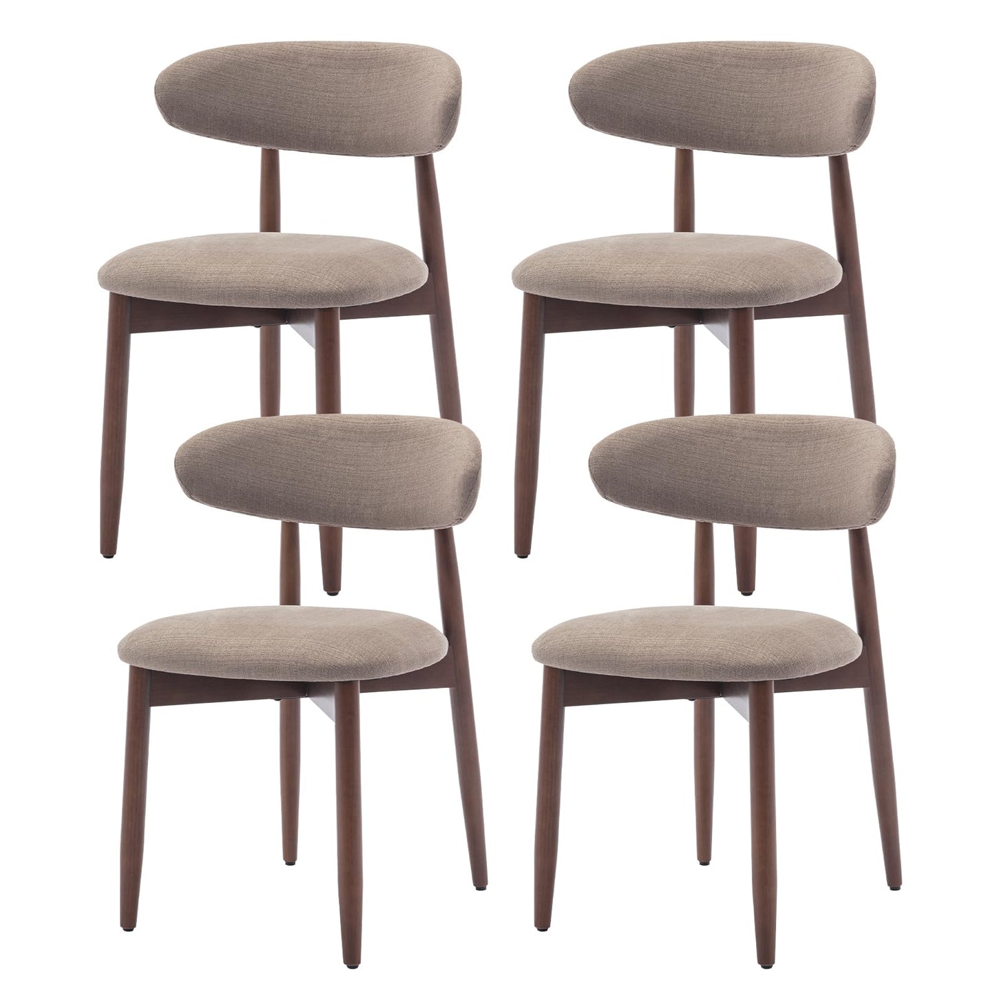 COLAMY Wooden Dining Chairs Set of 4, Modern Fabric Upholstered Kitchen Side Chairs, Farmhouse Dining Room Chair with Foot Pegs, Camel