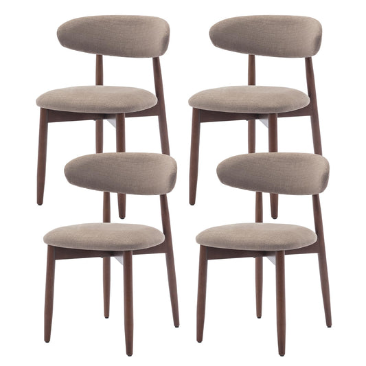 COLAMY Wooden Dining Chairs Set of 4, Modern Fabric Upholstered Kitchen Side Chairs, Farmhouse Dining Room Chair with Foot Pegs, Camel