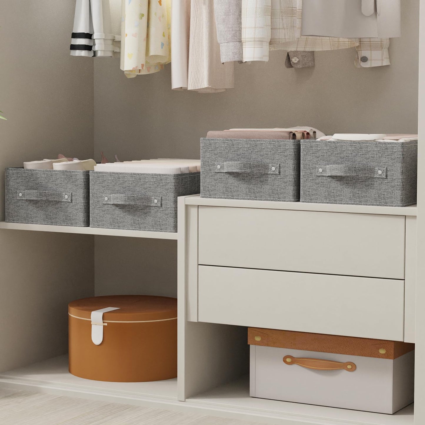 ENUMAIL Collapsible Storage Baskets with Handles,Grey,41x25x16.5cm,2 Pack