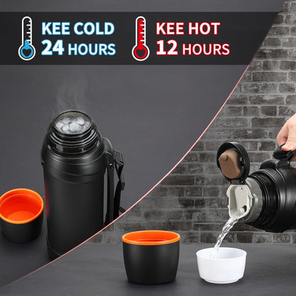 Olerd Large Flask - 2.5l Stainless Steel Insulated Bottle for Travel with BPA Free Cup - Oversized Vacuum Bottle