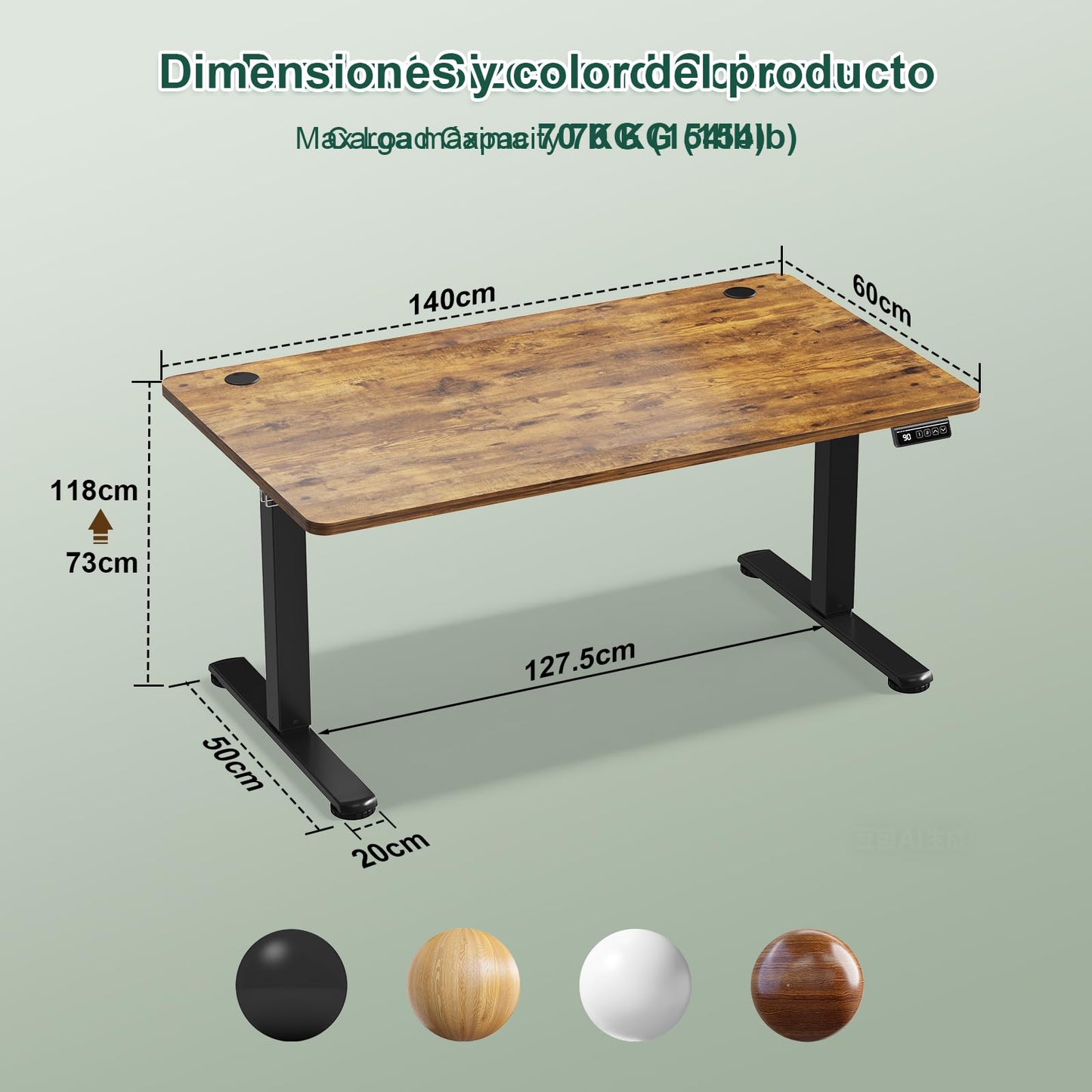 JUMMICO Electric Standing Desk 140 x 60 cm Home Office Height Adjustable Desk, Computer Lift Table with Smart Panel
