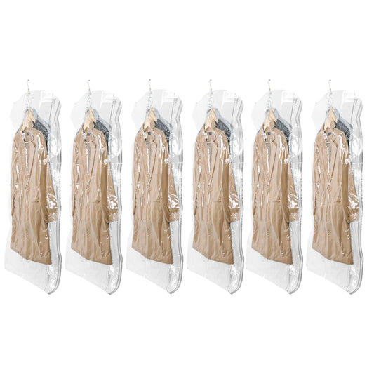TAILI Hanging Vacuum Storage Bags for Clothes, Side-Widen Space Saver Bags 6 Long, Clear Large Compression Bag 6 Pack, Closet Organizers and Storage