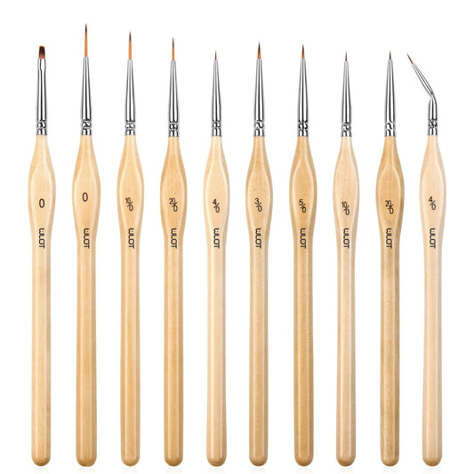 10pcs Fine Detail Paint Brushes,Miniature Micro Paint Brushes for Miniature Figure,Model Painting,Fine Detailing,Oil Watercolor Figures. (Golden Maple