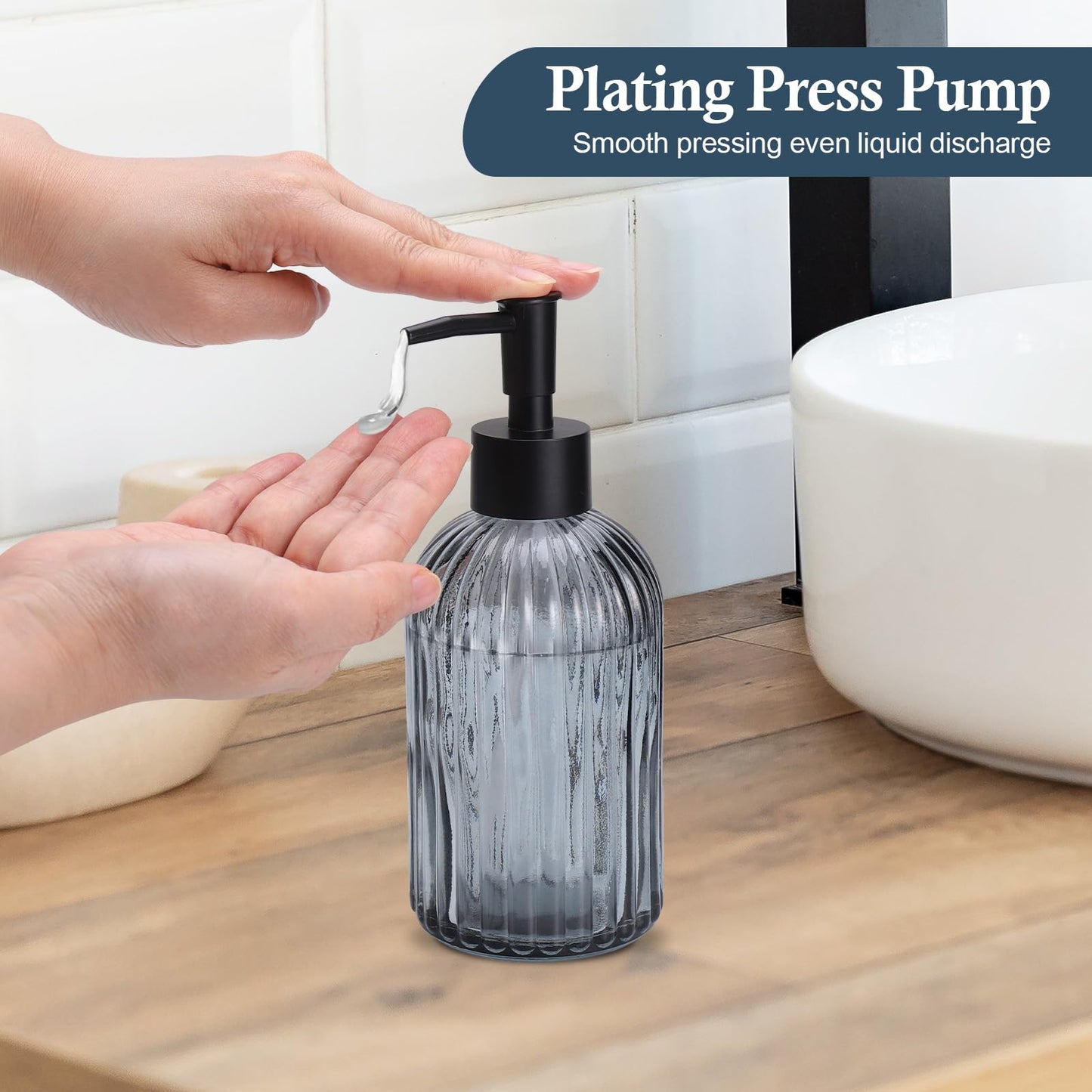 Hejo 2 Pcs 400ml Glass Soap Dispenser with Black Pump