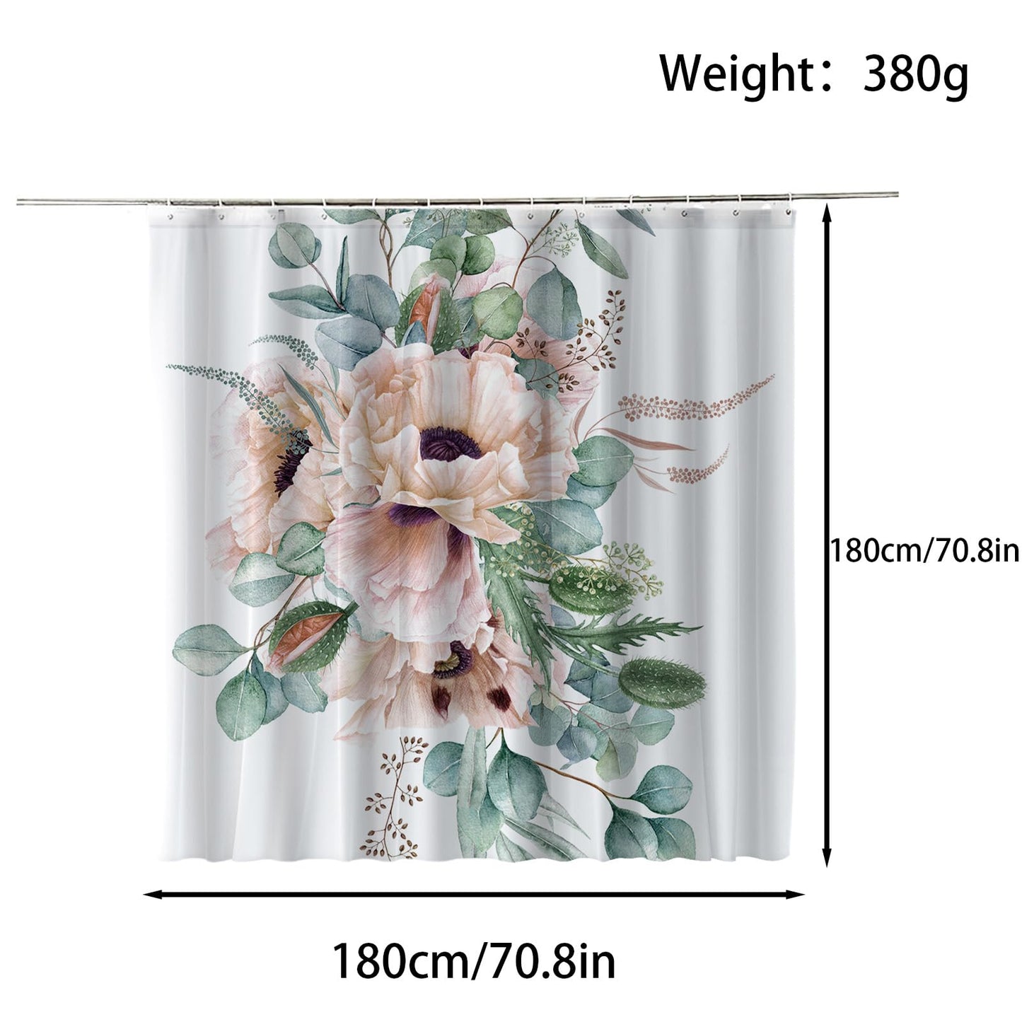 FAIRYGATE Shower Curtains for Bathroom Shower Curtain Extra Long Wide Mould Proof Resistant Fabric for Wet Room Bath with 12 Hooks Waterproof