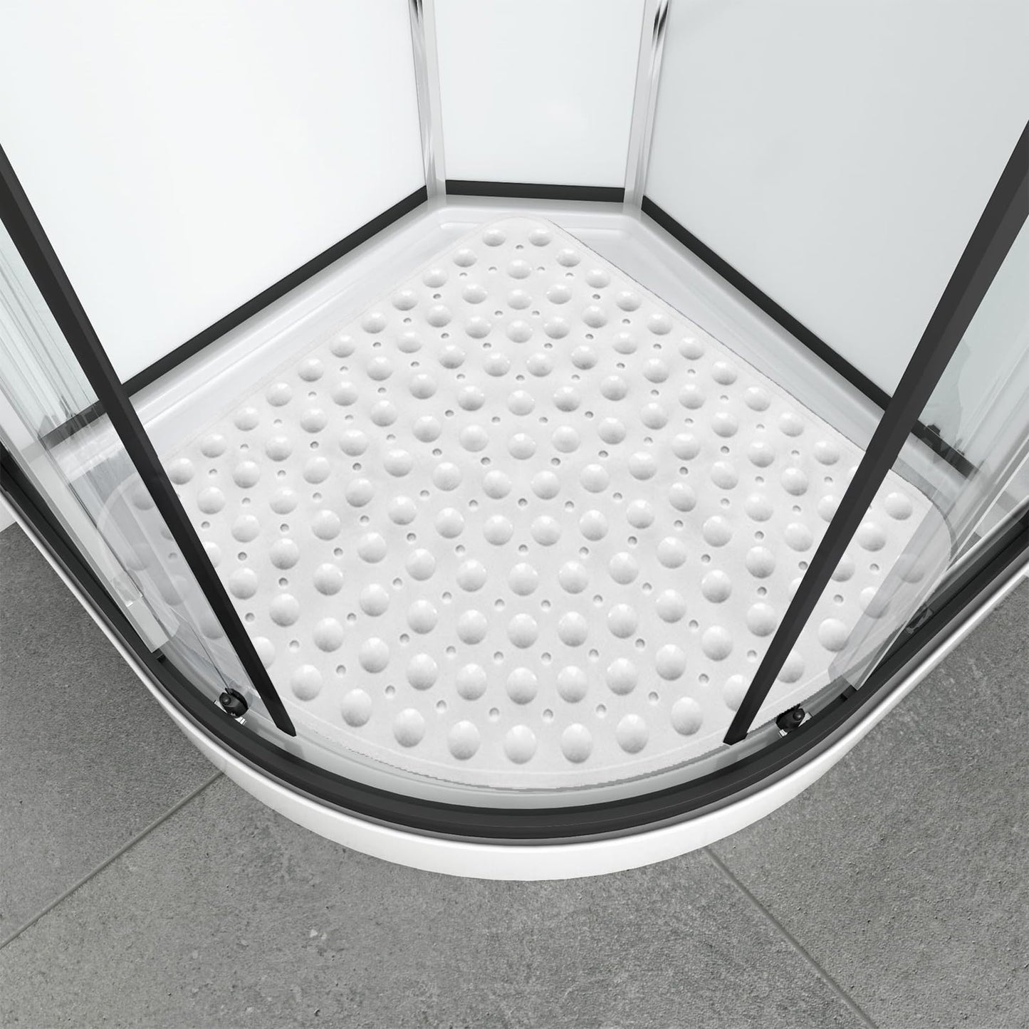 WOPPLXY Corner Shower Mat 70 x 70CM, Anti-slip Bath Shower Mats for Inside Shower, Large Quadrant Curved Rubber Shower Mat for Elderly