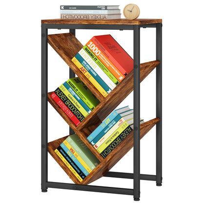 IBUYKE 5 Tier Tree Bookshelf,Small Desktop Bookshelf,Brown TBC003H