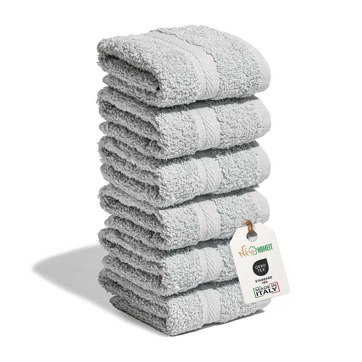 nice homeit - Set of 6 Washcloths 30 x 30 cm - Mini Face and Guest Towels 100% Cotton Ring - Soft, Absorbent, Washable - For Bathroom, Kitchen