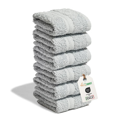 nice homeit - Set of 6 Washcloths 30 x 30 cm - Mini Face and Guest Towels 100% Cotton Ring - Soft, Absorbent, Washable - For Bathroom, Kitchen