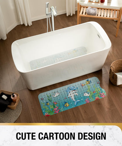 HITSLAM Baby Bath Mat Non Slip, Bathtub Mat Non Slip, 101 x 40cm Extra Long Bath Tub Mat for Kids