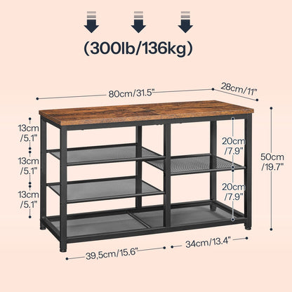 HOOBRO Shoe Bench with Seat, 5-Tier Shoe Rack Bench, Shoe Storage Organizer, 80 cm Shoe Storage Bench for Entryway, Hallway, Space Saving